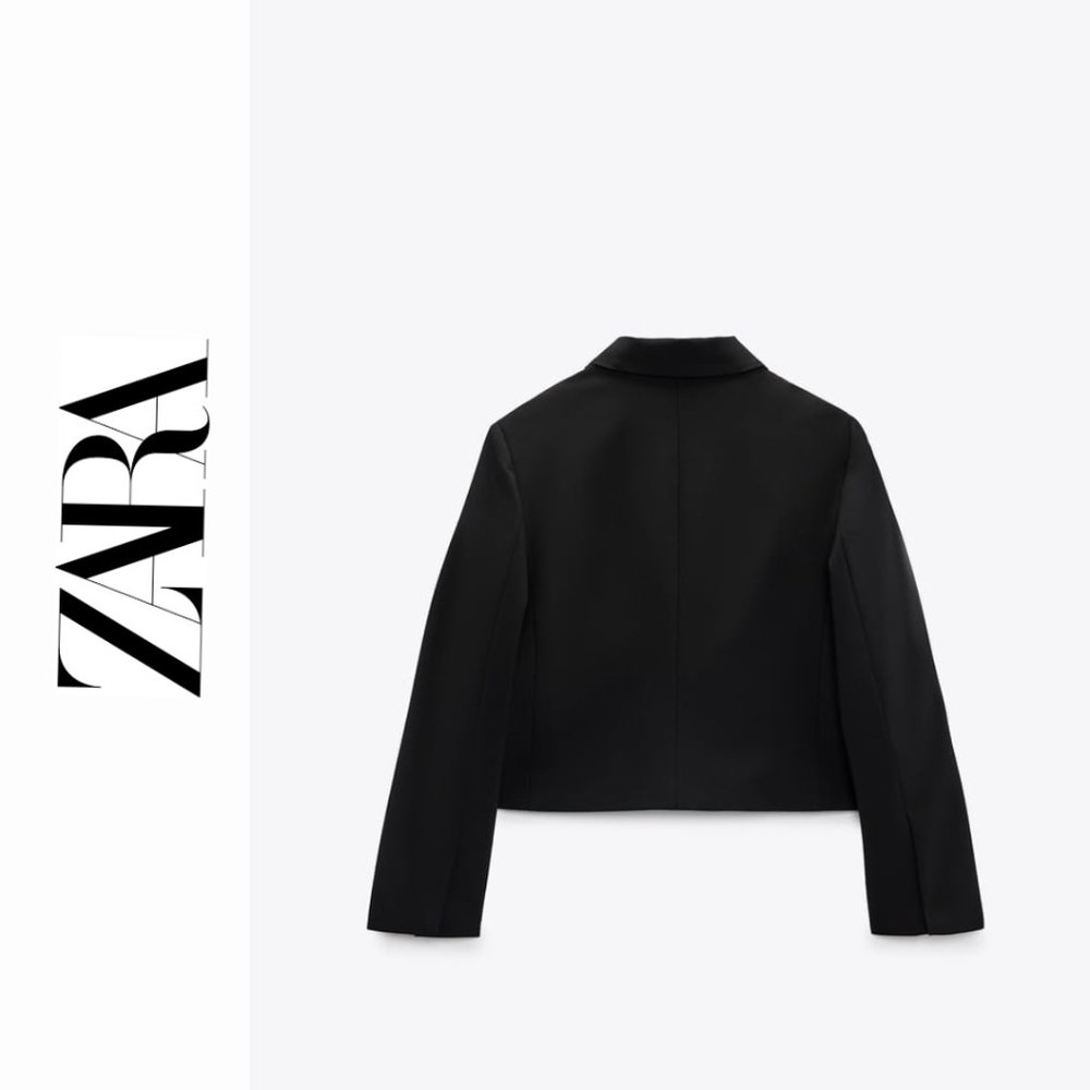 ZARA CROPPED WOOL BLEND BLAZER - Picture 2 of 10